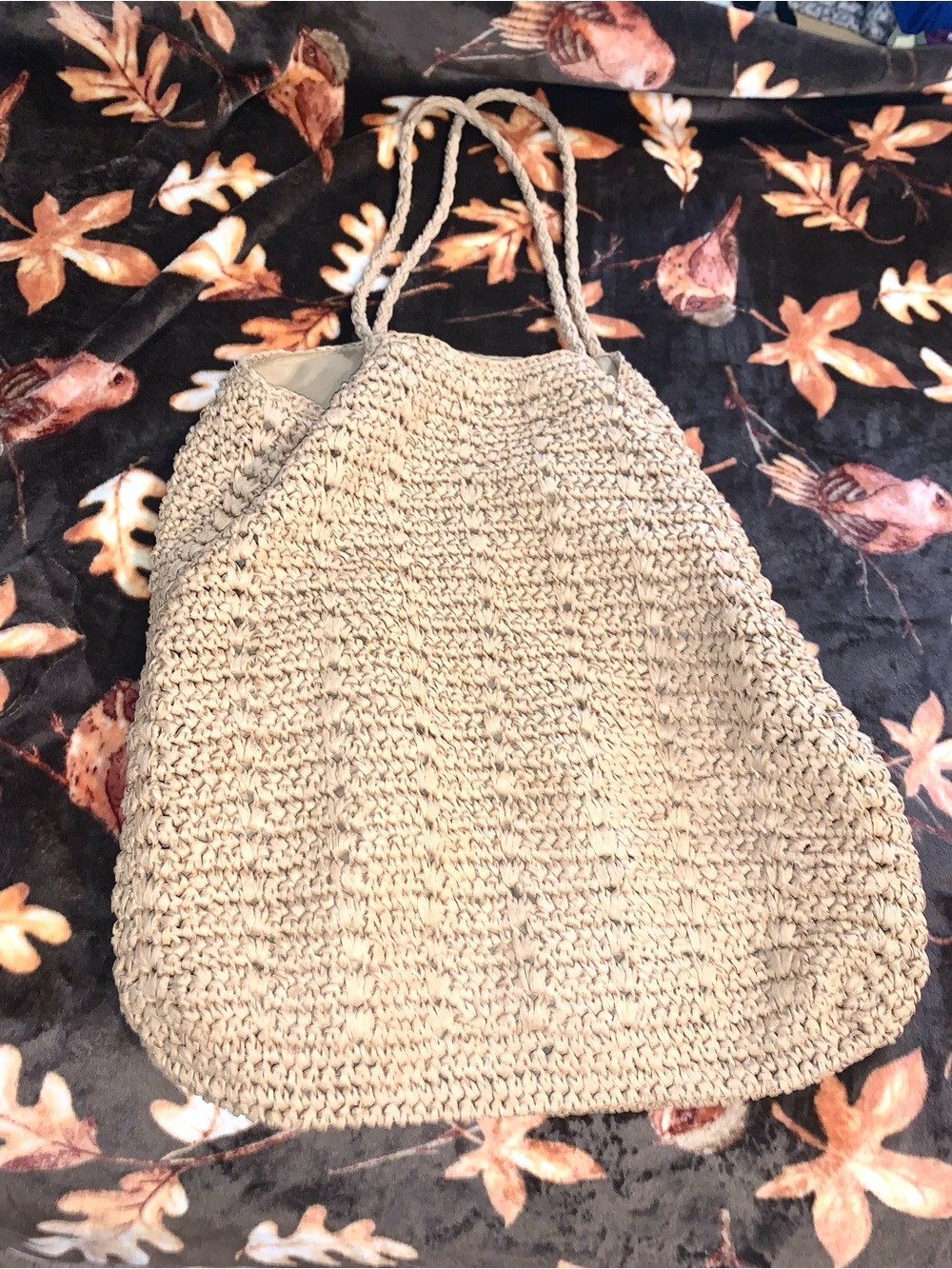 Boho Slouchy extra large Woven Straw beach bag tote tan - Picture 8 of 11
